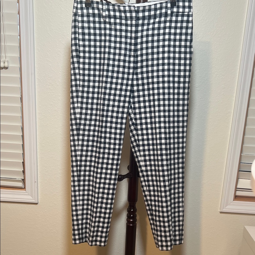 J. Crew Black and White Gingham Print Women's Pants
